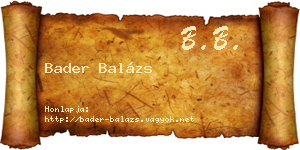 Bader Balázs névjegykártya